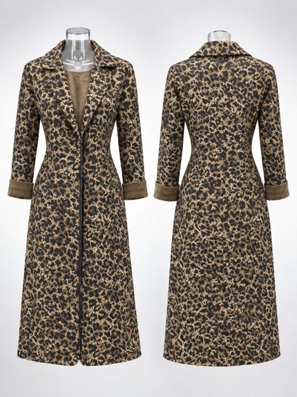 ADYSON PARKER Women's Open Front Cardigan Cheetah Print Cuff Sleeves Size S